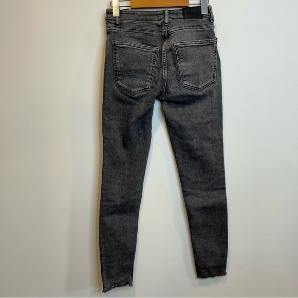 Zara Midrise Raw Hem Slim Jeans Washed Black - Picture 5 of 7